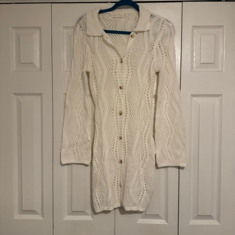 Knit Polo Button Down Cover-up Dress